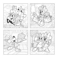 The Story of a Cute Mouse in Coloring Book Pages vector