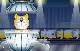 Robot Cat Factory Background vector