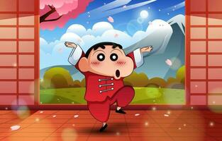 Cute Little Boy Kung Fu Concept vector