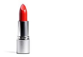 . Red lipstick isolated on white photo