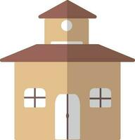 Brown and white building in flat illustration. vector