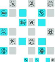 Flat web symbols on grey and sky blue squares. vector