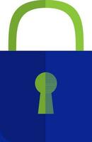Blue and green padlock in flat style. vector
