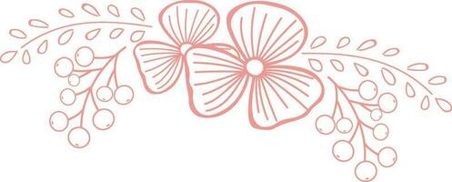 Pink floral design with leaves. vector