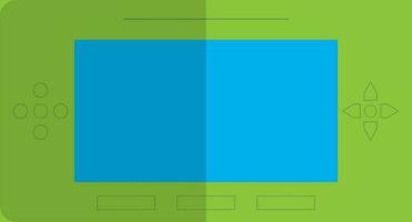 Green and blue handheld retro game. vector