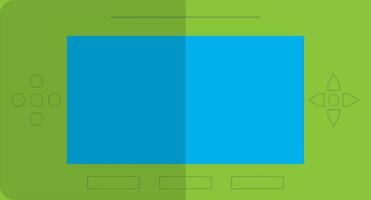 Green and blue handheld retro game. vector