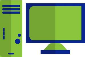 Television screen with home theater in green and blue color. vector