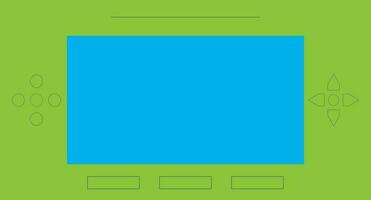 Green and blue handheld retro game. vector