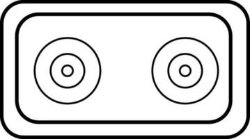 Audio cassette in black line art illustration. vector