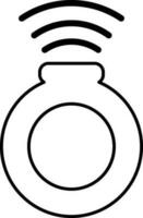 Black line art wifi signal in flat style. vector