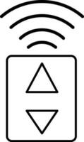 Black line art illustration of a signal with button. vector