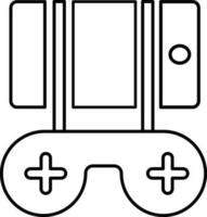 Black line art illustration of a gamepad in flat style. vector