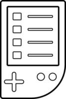 Gadget game in black line art. vector