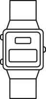 Isolated black line art smartwatch. vector