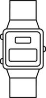 Isolated black line art smartwatch. vector