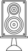 Black line art audio sound speaker. vector