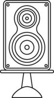 Black line art audio sound speaker. vector