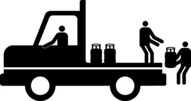 Worker loading gas cylinder. vector