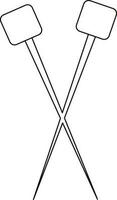 Cross two knitting needle. vector