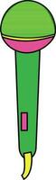 Green and pink microphone on white background. vector