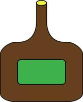 Brown and green beer bottle. vector