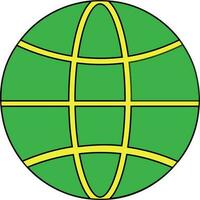 Earth globe in green and yellow color. vector