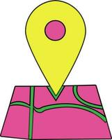 Map pointer in pink and yellow color. vector