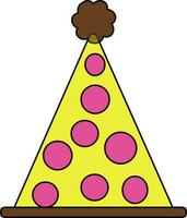 Party hat in yellow and pink color. vector