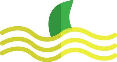 Shark fin in yellow and green color. vector