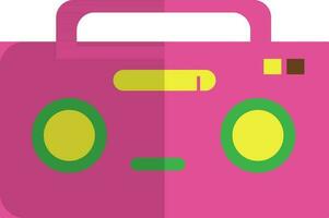 Pink and yellow radio in flat style. vector