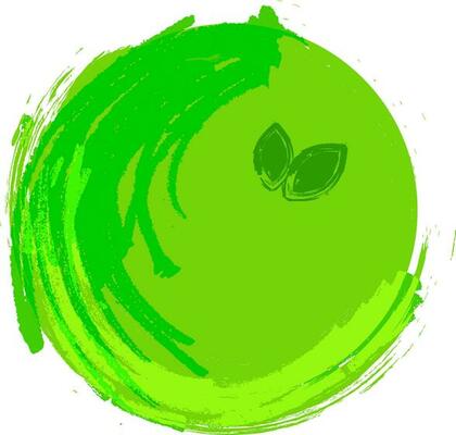 Hand drawn green sticker, tag or label design.