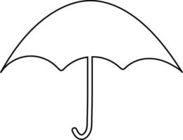 Black line art umbrella on white background. vector