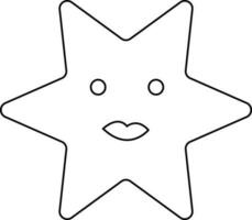 Character of starfish in black line art. vector