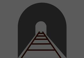 Railway tunnel in black and gray color. vector