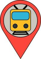 Train location pointer pin icon. vector