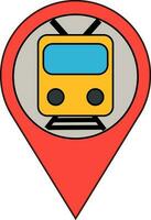 Train location pointer pin icon. vector