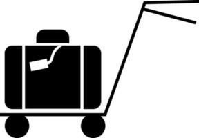 Luggage trolley with suitcase. vector