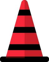 Icon of traffic cone in red and black color. vector