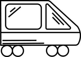 Metro train in black and white color. vector