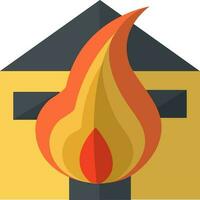 Colorful illustration of burning house. vector