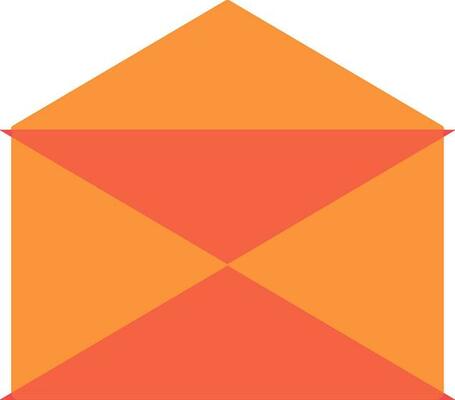 Open envelope icon in orange and pink color.
