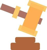 Judge gavel in brown and yellow color. vector