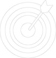 Black line art target arrow with bullseye. vector