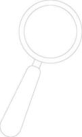 Magnifying glass in line art illustration. vector