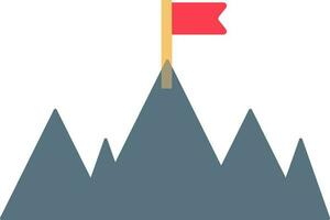 Flag on grey mountains in flat style. vector