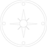 Line art illustration of magnetic compass. vector