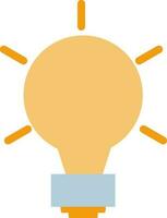 Yellow electric bulb with orange rays in flat style. vector