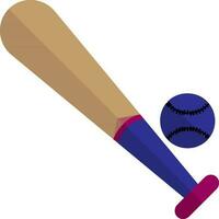 Blue baseball and brown bat. vector