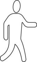 Character of a faceless walking man in black line art. vector