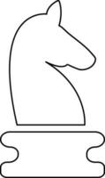 Black line art  horse of chess icon. vector